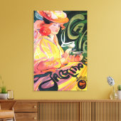 VINTAG FRANZÖSISCHES CAFE POSTERART KANVAS LEINWANDDRUCK (Insitu (Wohnzimmer))