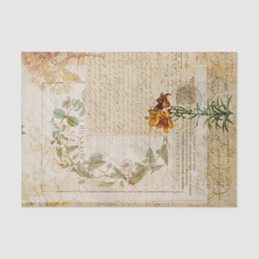 Vintag-Französisches Collage Seidenpapier (Vorderseite)