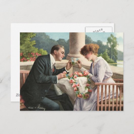 Vintag Frau und Herr, Liebe Postkarte (Vorne/Hinten)