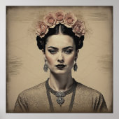 Vintag Frida Kahlo Portrait Poster (Vorne)
