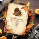 Vintag Friendsgiving-Erntedank Einladung<br><div class="desc">Freundliche Erntedank Urlaub Vintag Türkei Abendessen Party Feste Rustikale Holzfäller Herbsteinladung.</div>