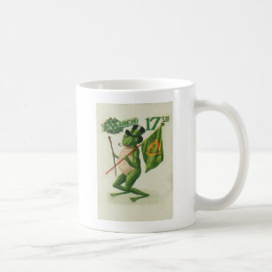 Vintag Frog Shillelagh Pipe St Patrick's Day Card Kaffeetasse
