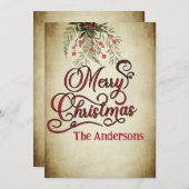 Vintag frohe Weihnachten botanische Heilige (Vorne/Hinten)