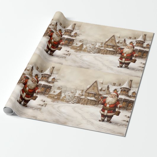 Vintag frohe Weihnachten Geschenkpapier (Ungerollt)