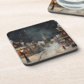 Vintag frohe Weihnachten Getränkeuntersetzer (Linke Seite)