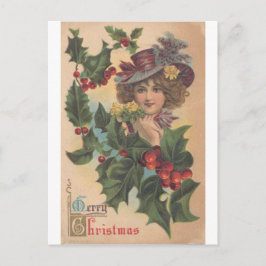 Vintag Frohe Weihnachten Gibson Girl Postcard