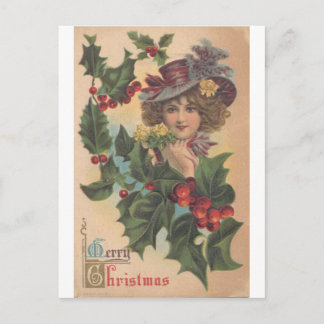 Vintag Frohe Weihnachten Gibson Girl Postcard