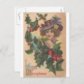 Vintag Frohe Weihnachten Gibson Girl Postcard (Vorne/Hinten)