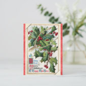 Vintag frohe Weihnachten glücklich Neujahr Heilig Postkarte (Stehend Vorderseite)