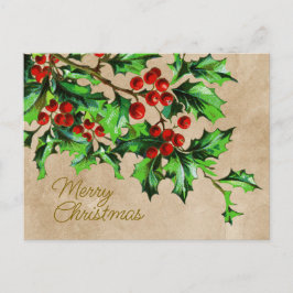Vintag frohe Weihnachten Holly Berries mit Botscha Postkarte