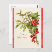 Vintag frohe Weihnachten Holly Postkarte (Vorne/Hinten)