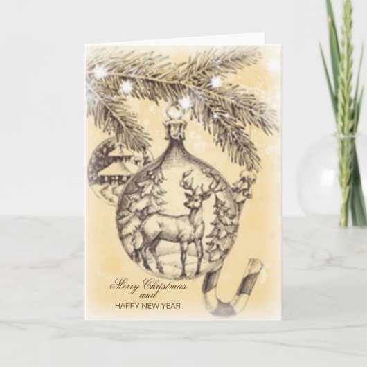 Vintag frohe Weihnachten Karte (Vorderseite)