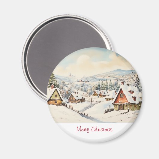 Vintag frohe Weihnachten Magnet (Vorderseite/Rückseite)