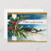 Vintag frohe Weihnachten mit Gold Glitzer Postkarte (Vorne/Hinten)