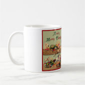 Vintag frohe Weihnachten mit Weihnachtswerkstatt Kaffeetasse (Links)