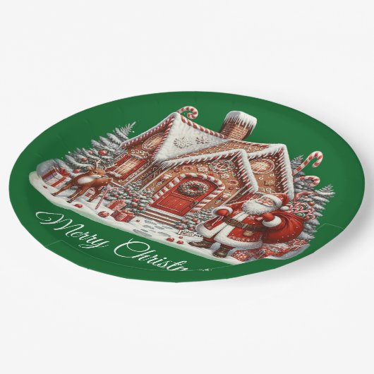 Vintag frohe Weihnachten Pappteller (Schrägansicht)