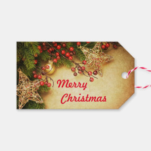 Vintag Frohe Weihnachten Personalisierter Name Geschenkanhänger