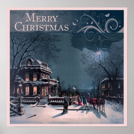 Vintag frohe Weihnachten Poster (Vorne)