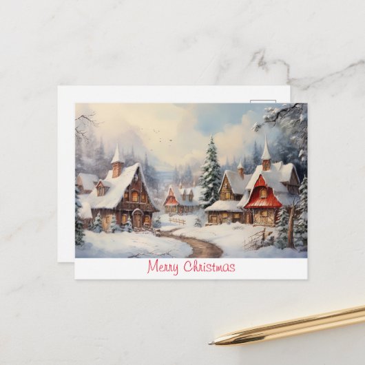 Vintag frohe Weihnachten Postkarte (Vorderseite/Rückseite Beispiel)