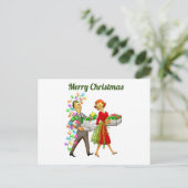 Vintag frohe Weihnachten Postkarte (Stehend Vorderseite)