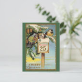 Vintag frohe Weihnachten Postkarte (Stehend Vorderseite)
