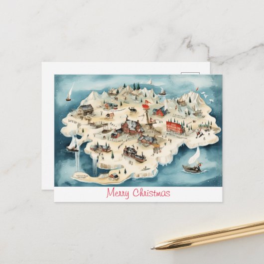 Vintag frohe Weihnachten Postkarte (Vorderseite/Rückseite Beispiel)