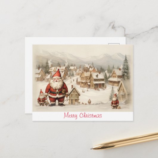 Vintag frohe Weihnachten Postkarte (Vorderseite/Rückseite Beispiel)