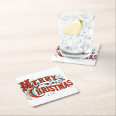 Vintag frohe Weihnachten Rechteckiger Pappuntersetzer (Vor Ort)