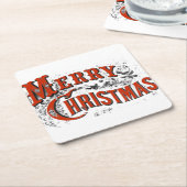 Vintag frohe Weihnachten Rechteckiger Pappuntersetzer (angewinkelt)