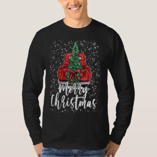 Vintag frohe Weihnachten Red Truck Tree Retro Farm T-Shirt