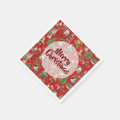 Vintag frohe Weihnachten Retro Festival Red Serviette (Ecke)