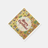 Vintag Frohe Weihnachten Retro Gold Serviette (Ecke)
