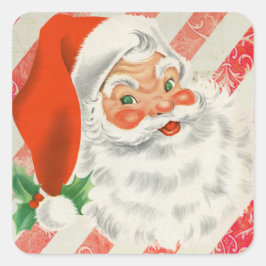 Vintag frohe Weihnachten Retro Santa Claus Quadratischer Aufkleber
