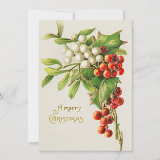 Vintag frohe Weihnachten Rot & White Holly Berries