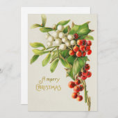 Vintag frohe Weihnachten Rot & White Holly Berries (Vorne/Hinten)