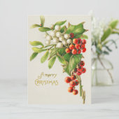 Vintag frohe Weihnachten Rot & White Holly Berries (Stehend Vorderseite)