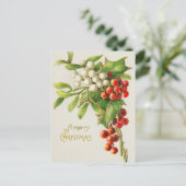 Vintag frohe Weihnachten Rot & White Holly Berries (Stehend Vorderseite)