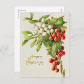 Vintag frohe Weihnachten Rot & White Holly Berries (Vorne/Hinten)