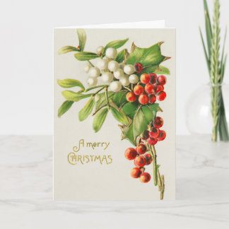 Vintag frohe Weihnachten Rot & White Holly Berries