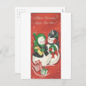 Vintag Frohe Weihnachten Snowman Couple (Vorne/Hinten)