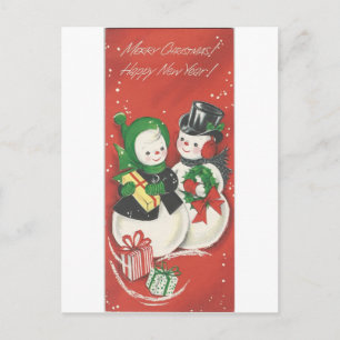 Vintag Frohe Weihnachten Snowman Couple