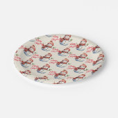 Vintag frohe Weihnachten & Snowmen Pappteller (Schrägansicht)