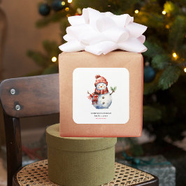 Vintag frohe Weihnachten & Snowmen Quadratischer Aufkleber