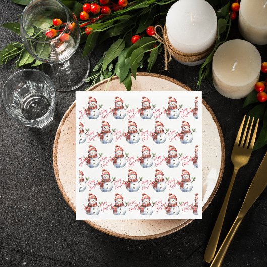 Vintag frohe Weihnachten & Snowmen Serviette