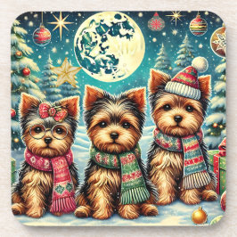 Vintag Frohe Weihnachten Terrier Yorskhire Yorkie Getränkeuntersetzer