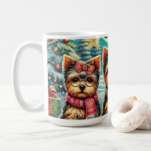 Vintag Frohe Weihnachten Terrier Yorskhire Yorkie Kaffeetasse