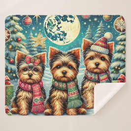 Vintag Frohe Weihnachten Terrier Yorskhire Yorkie Sherpadecke