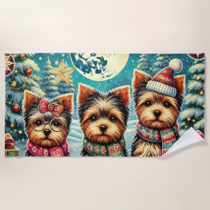 Vintag Frohe Weihnachten Terrier Yorskhire Yorkie Strandtuch