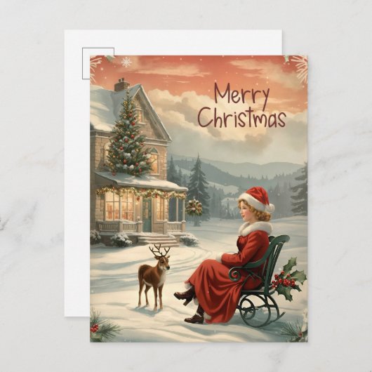 Vintag Frohe Weihnachten Traditionelle Postkarte (Vorne/Hinten)