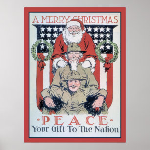 Vintag frohe Weihnachten und Frieden Poster